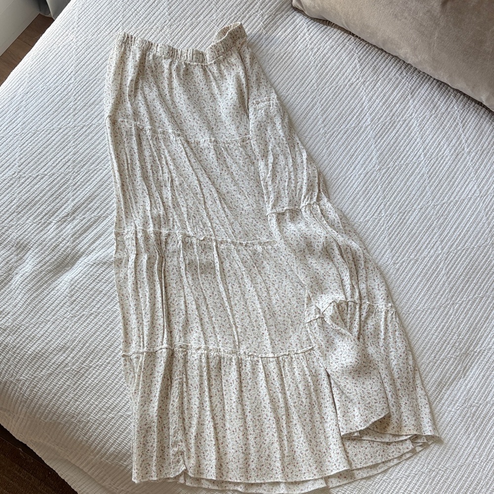 Floral Cream Maxi Skirt